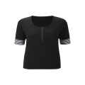 Favoritos Comparar Promo Eco-Friendly Mulheres O-Neck Middle Long Sleeve Black T-Shirt